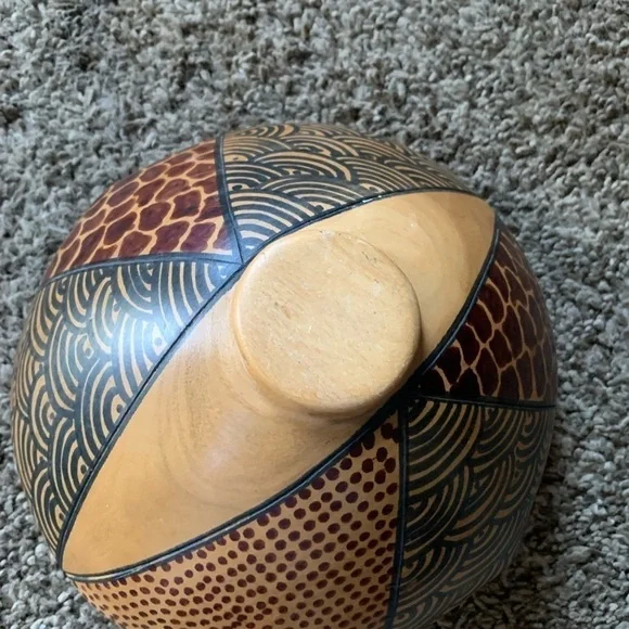 Vintage Wood Double Head Giraffe Bowl Dinnerware
